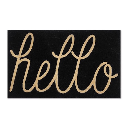 First Concept First Concept 18 in. W X 30 in. L Black Hello Coir Door Mat FC-72022